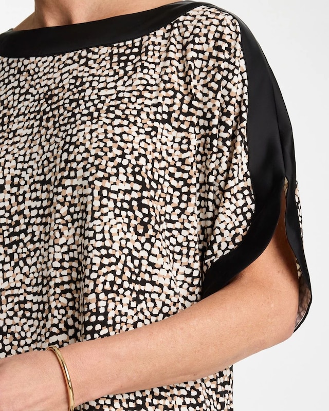 Printed Jersey & Satin Dolman Tee - image 4